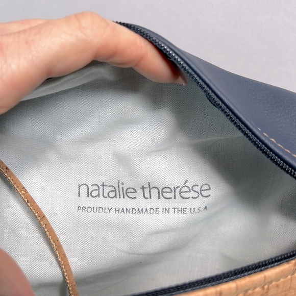 Natalie Therese Genuine Cork with Faux Navy Leather Medium Crossbody NWT - Picture 5 of 11